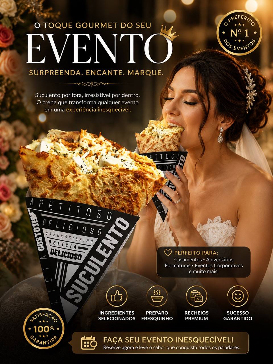 Divulgação CrepefoodBH para eventos com crepes ao vivo